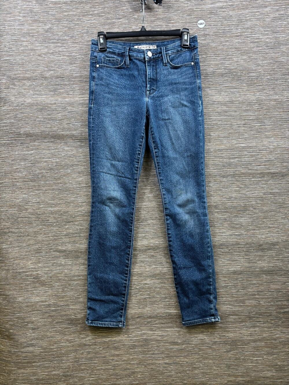 Athleta Sculptek Performance Skinny Jeans Womens Size 0 Medium Wash Mid Rise